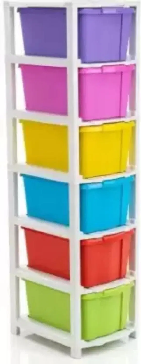HUMBLE KART 6 Compartments Plastic 6 Layer Foldable Multipurpose Plastic chest of drawer Vanity box Vanity Box