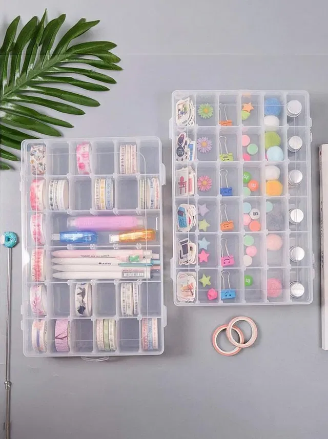 Adhunyk Adjustable Dividers Organizer Pills Drugs Earrings Bead Jewelry Storage Box Case 36 compatment Vanity Box