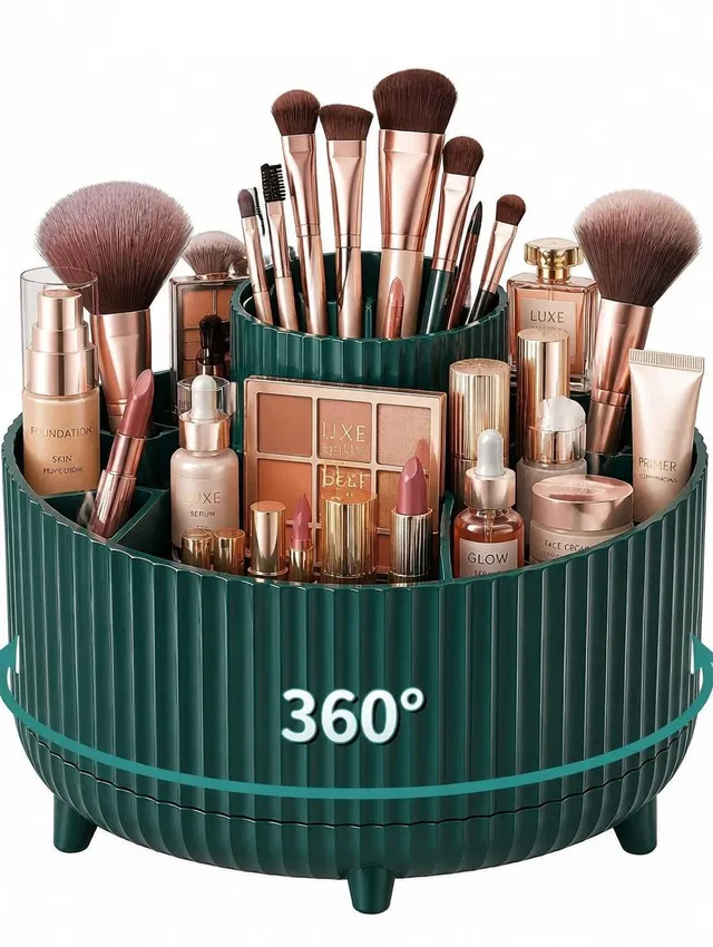 XENUS Makeup & Skincare Organizer Stand – Vanity Box,Storage & Jewellery Organizer Cosmetic Purpose, Brush Organiser, Jewellery Organiser Vanity Box