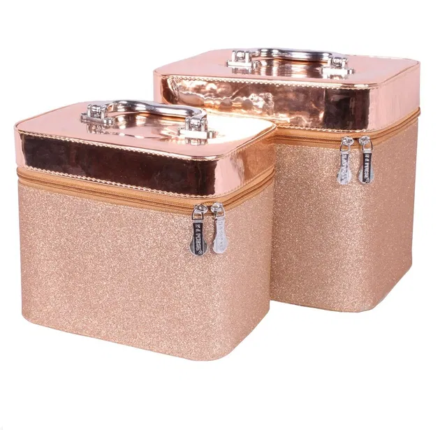 N A PURSE Set of 2 piece Professional Makeup Jewellery Vanity Case Organizer for Wedding Makeup Bag Set of 2 | Makeup Big Bag For Bride Vanity Box