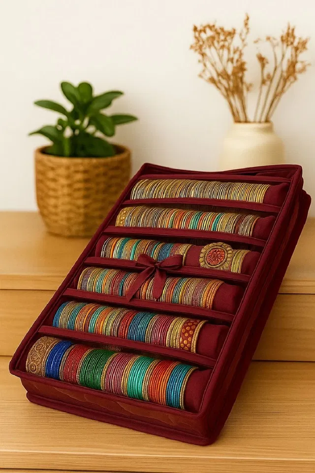 CLASSECRAFTS 6 Rods Bangles Jewellery Bangle Box Women Bangle Box Satin Bangles Box Jewellery Organiser Pouches Storage Case Vanity Box