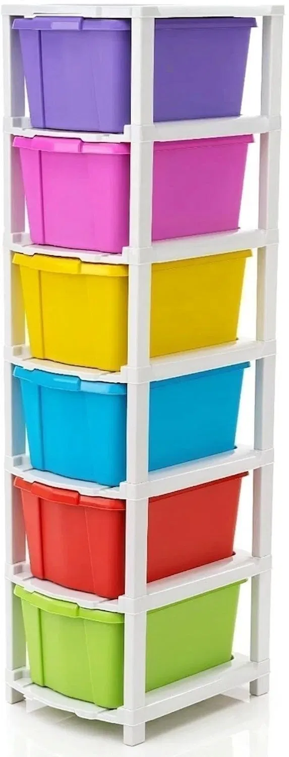MAXTID 6 Layer MultiColor Home Essentials Plastic Free Standing Chest of Drawers Box Vanity Box