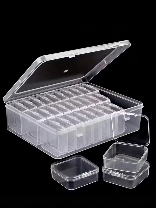 ROSHVEN 30 Grid Plastic Storage Box | Organizer for Nail Art, Beads & Jewellery Storage & Organization of Jewellery, Beads, Craft Supplies and Small Accessories Vanity Box