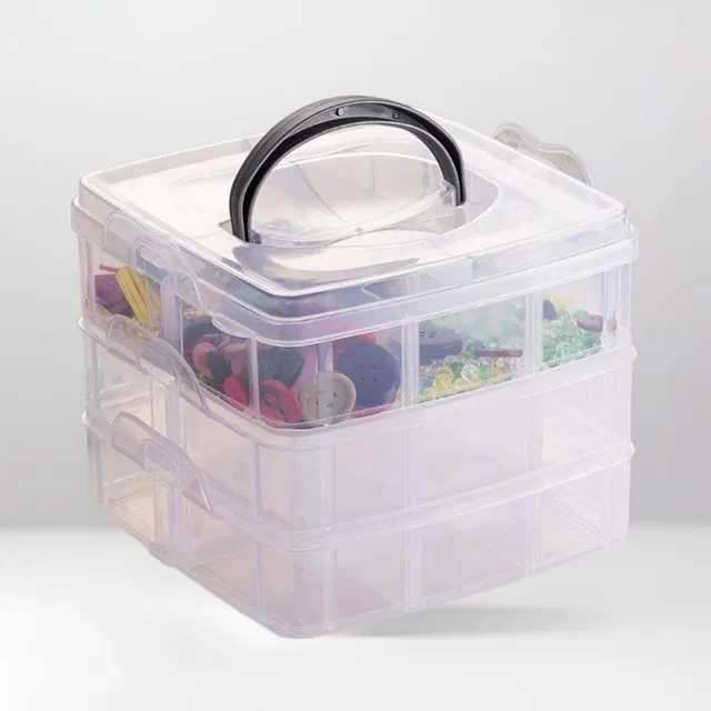 DNkitch 3 Layer 18 Grid for Jewelry Makeup Cosmetic Pendant, Earring, Necklace, Bracelet Jewellery Organizer Vanity Box