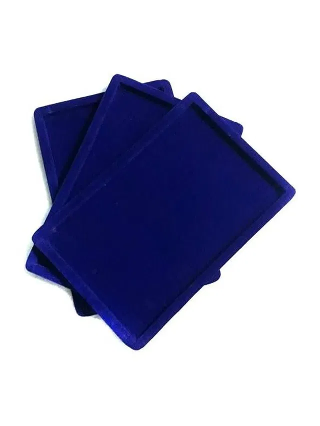 Ruby 3 Pcs Blue Velvet Tray 12x8" inch Display Velvet Beading Tray Jewellery Vanity Box