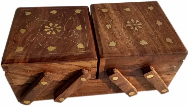 SRE Hand Made Flip-Flap Wooden Jewellery Vanity Box Jewellery, Jewelry Vanity Box