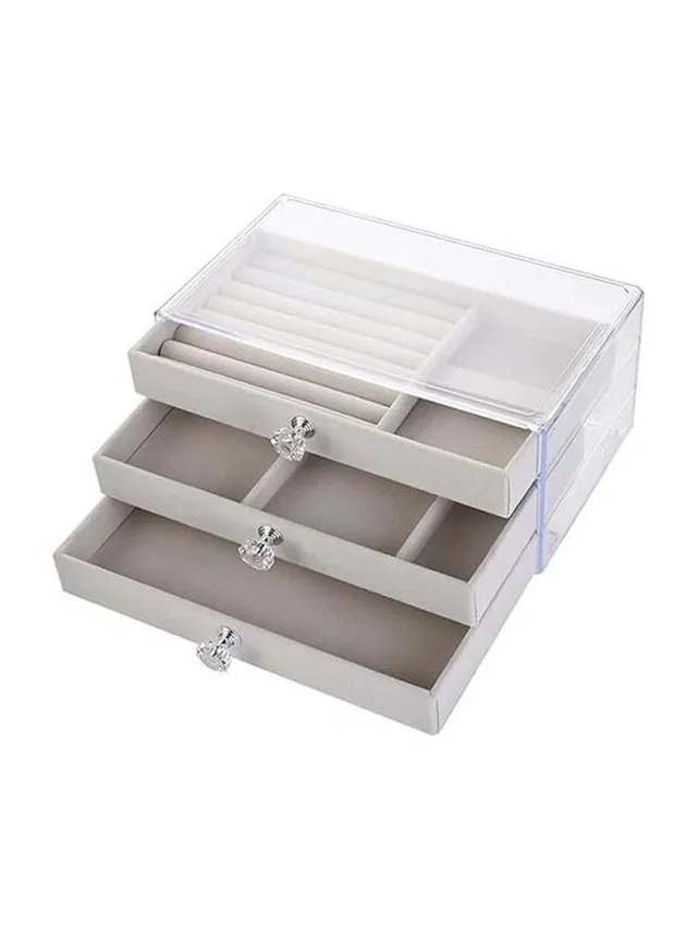 HEVREX 3 Layer Earring Storage Box with 10 Compartment & 7 Ear Studs for Women | jewellery Vanity Box