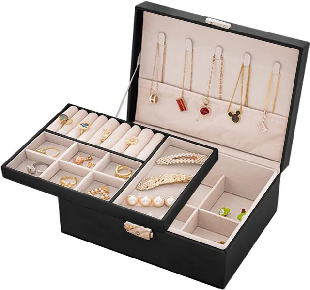 WOLBLIX Jewellery Organiser for Girls Women Removable Trayer Storage Case Jewellery Box Organizer Vanity Box