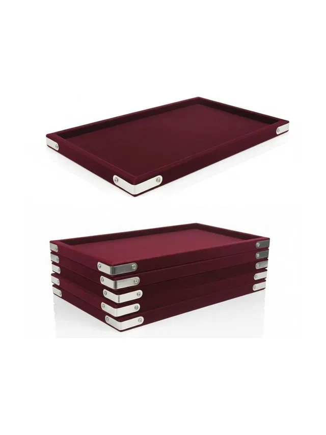 Rpinkal Velvet Jewellery Display Tray Set of 6 | 14x10 Inch Organizer for Rings & Beads jewelry shops boutiques Vanity Box