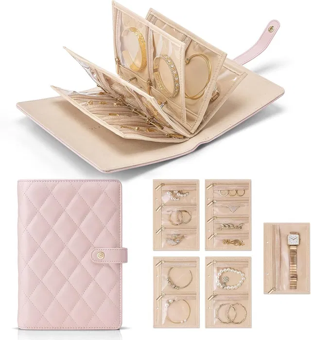 REMICH Jewelry Travel Organizer Case -5 Pouch Jewelry Roll for Necklaces,Rings,Earrings Jewellery Organizer Vanity Box