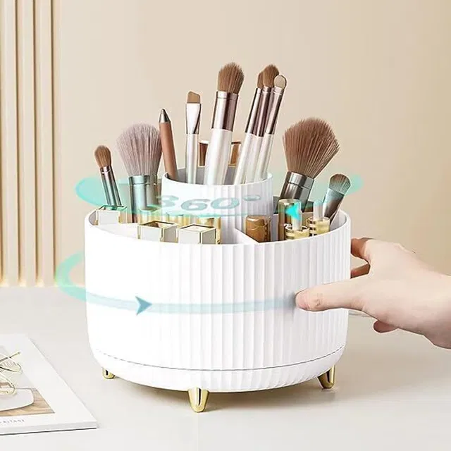 MOOZICO Plastic Cosmetic Storage Box Organizers 360° Rotating Plastic Organizer Vanity Box