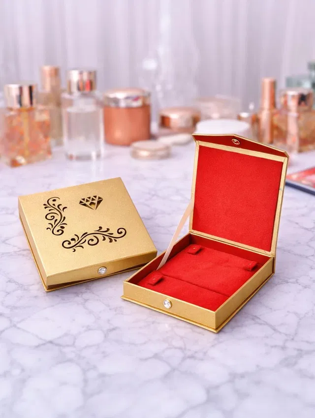 PFORK Necklace & Earring Storage Box Luxury Satin Jewellery Box with Velvet Interior, (set of-1) Vanity Box