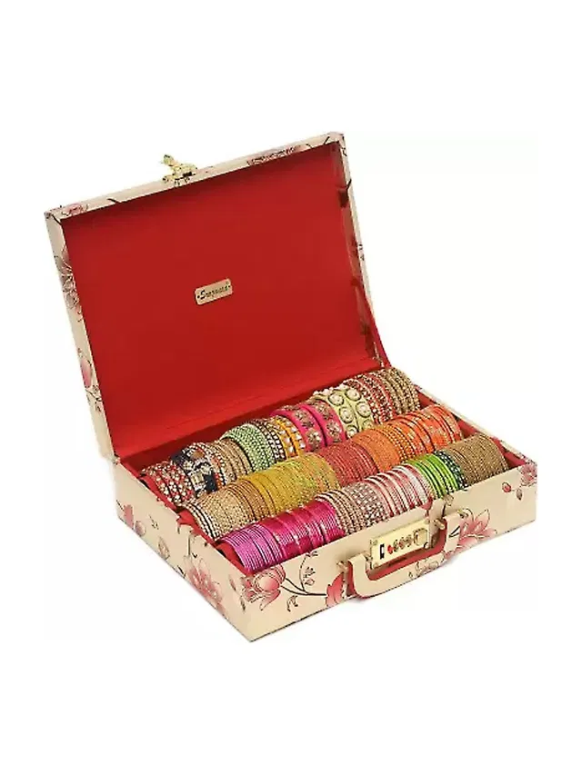 tosim 3 Rod Bangle Storage Box for women with Lock System BANGLE BOX, Lock System, Lockable Vanity Box