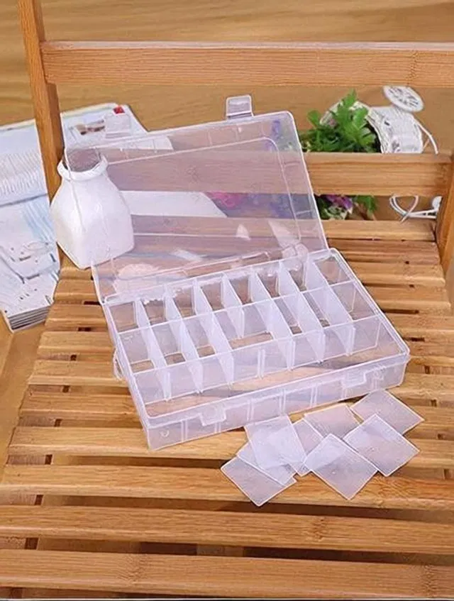 ADJO 36 Grids Clear Plastic Storage Box with Jewelry Storage Box (Plastic) Earrings Bead Jewelry Small Storage Box Case Vanity Box