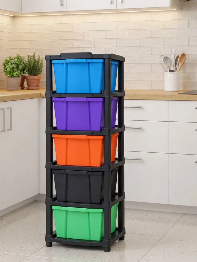 MAXTID 5 Layer Multicolor Modular Drawer Home,Office,Hospital,Parlour,school Box Vanity Box