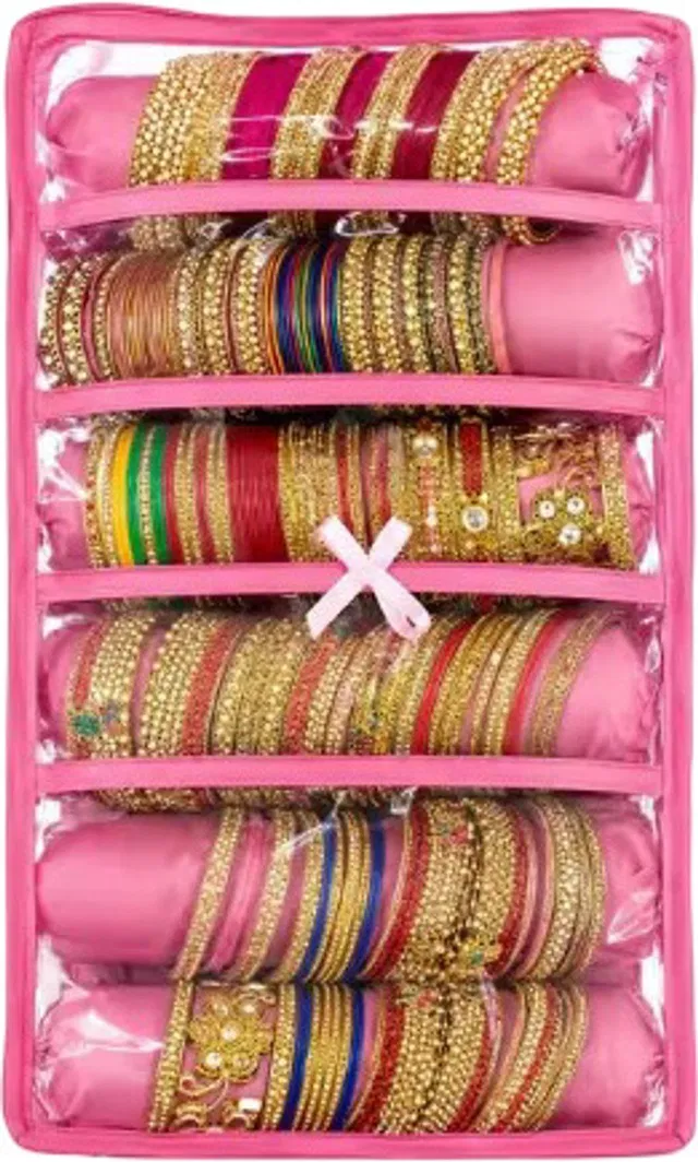 sna Six Roll Bangle Case Bangle Box Vanity Box Pink Jewelry Organizer Bridal Multi-purpose Bengal box Vanity Box