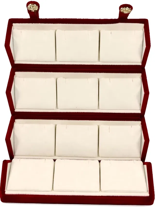 COLMI Earring organizer box Maroon colour 12 pair for woman and girls. Foldable Vanity Box