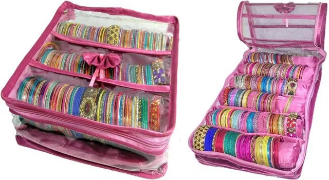 ultimatefashionista Combo 3rods 6rods Bangle box, Churi box Bracelet Watch Jewelery vanity Box Cosmetic toiletary Organizer makeup kit jewellery box(pink) vanity box Vanity Box