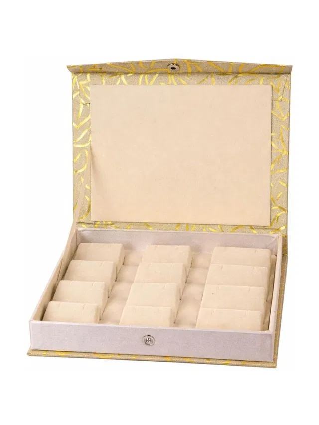 CLASSECRAFTS Vevet Earring Box with Gold Velvet (8:7 inch) (12 set of Earring Holder) Velvet Earring Organizer Box for Women 12 Compartment Jewelry Storage Vanity Box