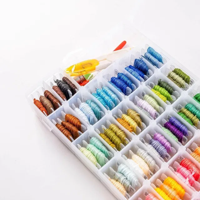 JIGSHTIAL Stitching Accessory Storage Box Thread Cutter/Needle Sewing Vanity Box 36 Grids Clear Plastic Storage Box Vanity Box