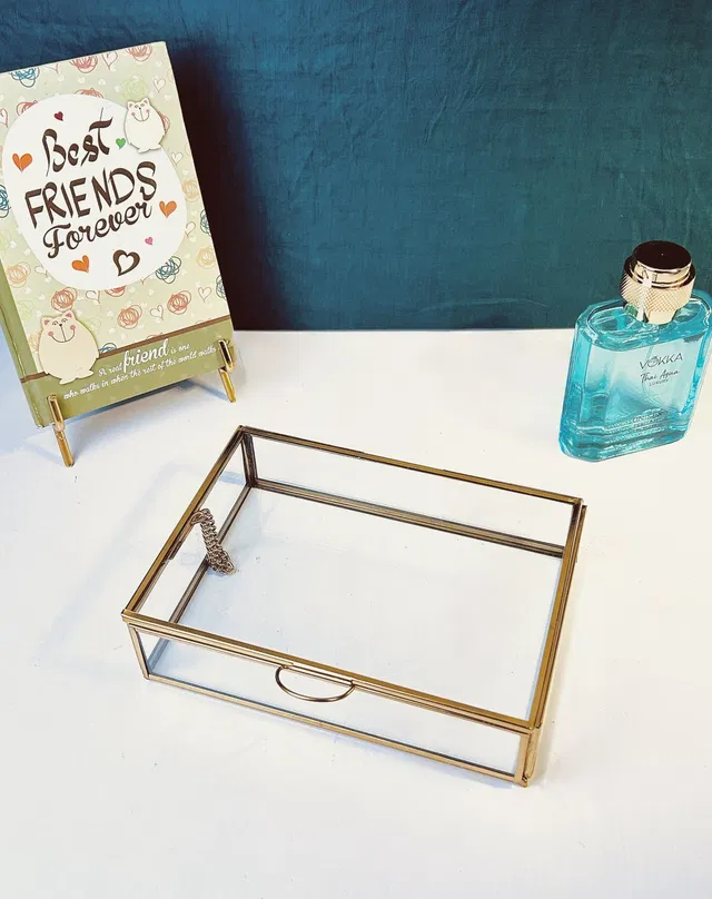 WESTON CHOICE organizer Glass Box Rectangular Jewelry Display Lidded Box Jewellery Box Vanity Box