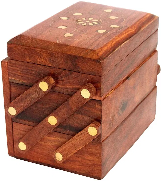 sk handicraft Wooden Jewellery Box Jewellery Vanity Box3 box (Brown) 6 inc jewellery box Vanity Box