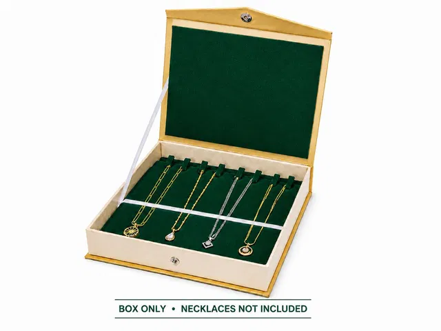 CLASSECRAFTS Premium Satin Necklace Chain Holder Storage Box (Gold & Green) Chain Holder, Necklace Organizer, Jewellery Storage Vanity Box