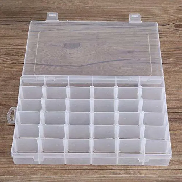 Crafty 36 Grids Clear Plastic Storage Box with Adjustable 36 Grids Clear Plastic Storage Box Vanity Box