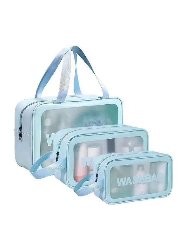 Godadi Wala 3-pieces Wash Bag Transparent Cosmetic Bag, Waterproof Makeup Bag Set | N1F11 Function refers to the purpose of Vanity Box. Makeup, Makeup and Jewellery, etc. Vanity Box