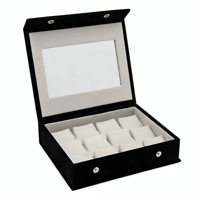 Urban Sprout Earring Organizer Box for Women-12 pair Jhumka & Earrings Storage Organiser foldable with mirror Vanity Box