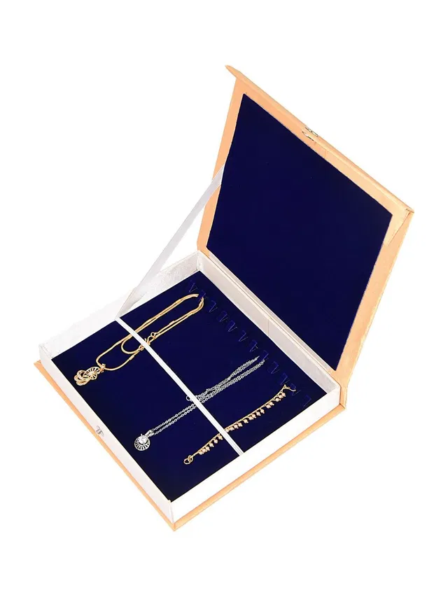 HARITHA CREATIONS Blue Chain Box (8:7inch) Chain Holder Box Chain Organiser CHAIN HOLDER Vanity Box