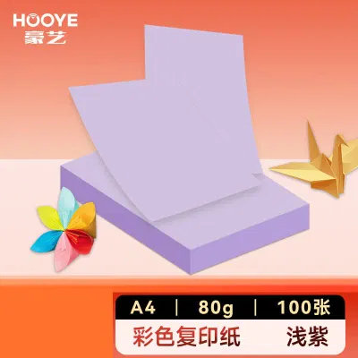 豪艺(HooYe)3588彩色复印纸80g/A4打印纸100张/包 紫色 单包装