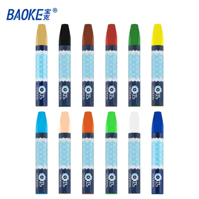 宝克(BAOKE)OP012 绚彩油画棒 绚彩12色 六角笔杆 可水洗 12片/盒 1盒 12色/套