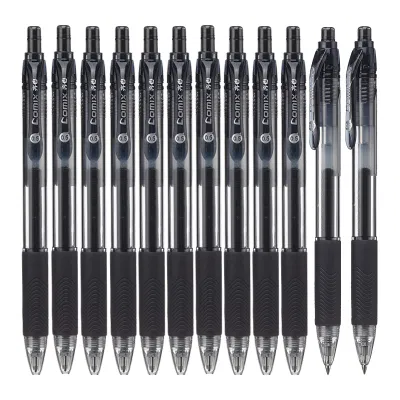 齐心 K37 巨黑按动中性笔 子弹头 0.5mm 12支/盒 黑