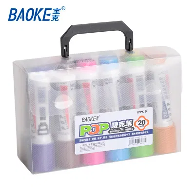 宝克(BAOKE)POP-20mm可加墨使用马克笔油性套装 唛克笔美工手绘麦克笔海报笔 12支/盒 1盒 POP-20mm马克笔12色套装