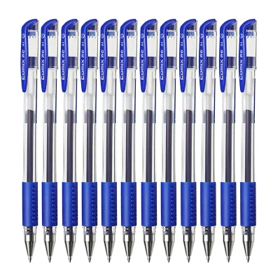 齐心 A1 软护手拔帽中性笔 子弹头0.5mm 12支/盒 蓝
