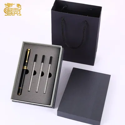 麒霁签字笔套装 党政生日纪念品 黑+笔芯*3(礼盒)ZXB001