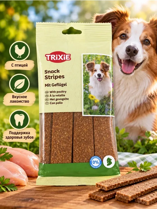 Лакомые полоски Trixie Snack Stripes с птицей для собак