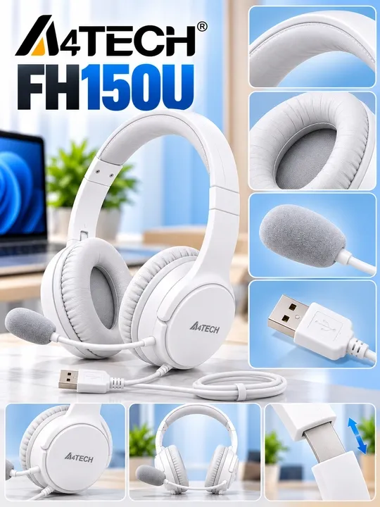 Наушники USB стереогарнитура A4TECH FH150U с микрофоном, белая