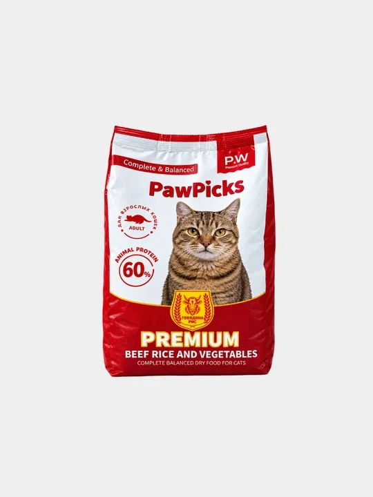 Paw Picks сухой корм для кошек с говядиной и овощами, 1 кг