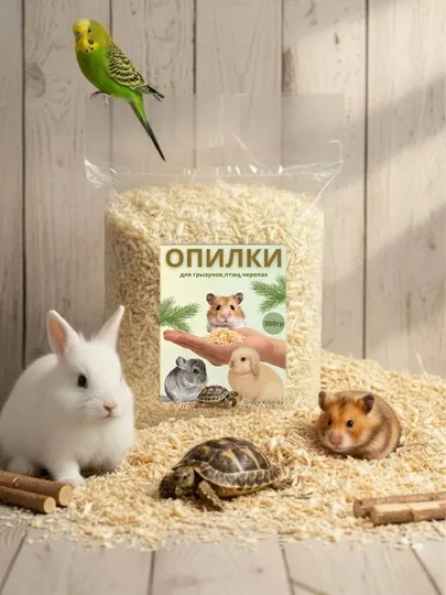 Опилки для грызунов птиц черепах и Хомяков, морских свинок. 300гр