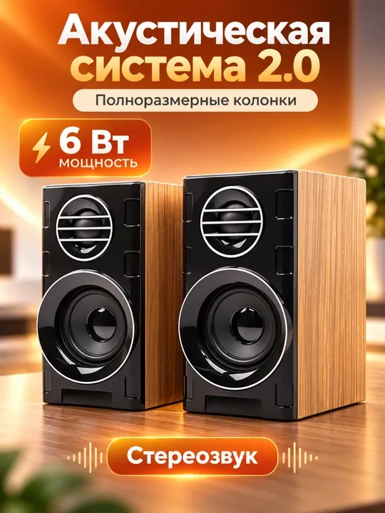 Колонки для компьютера Hotmai HT-2031, акустика 2.0 стерео, 6 Вт, USB